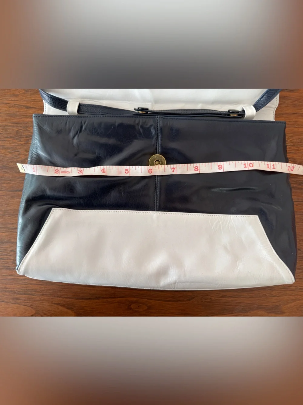 Vintage Charles Jourdan Paris Dark Navy & White Leather Convertible Shoulder Bag